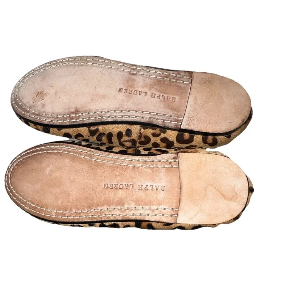 #87 Ralph  Lauren Animal Print Flats With A Red Quilted Insole Size 12 Kids